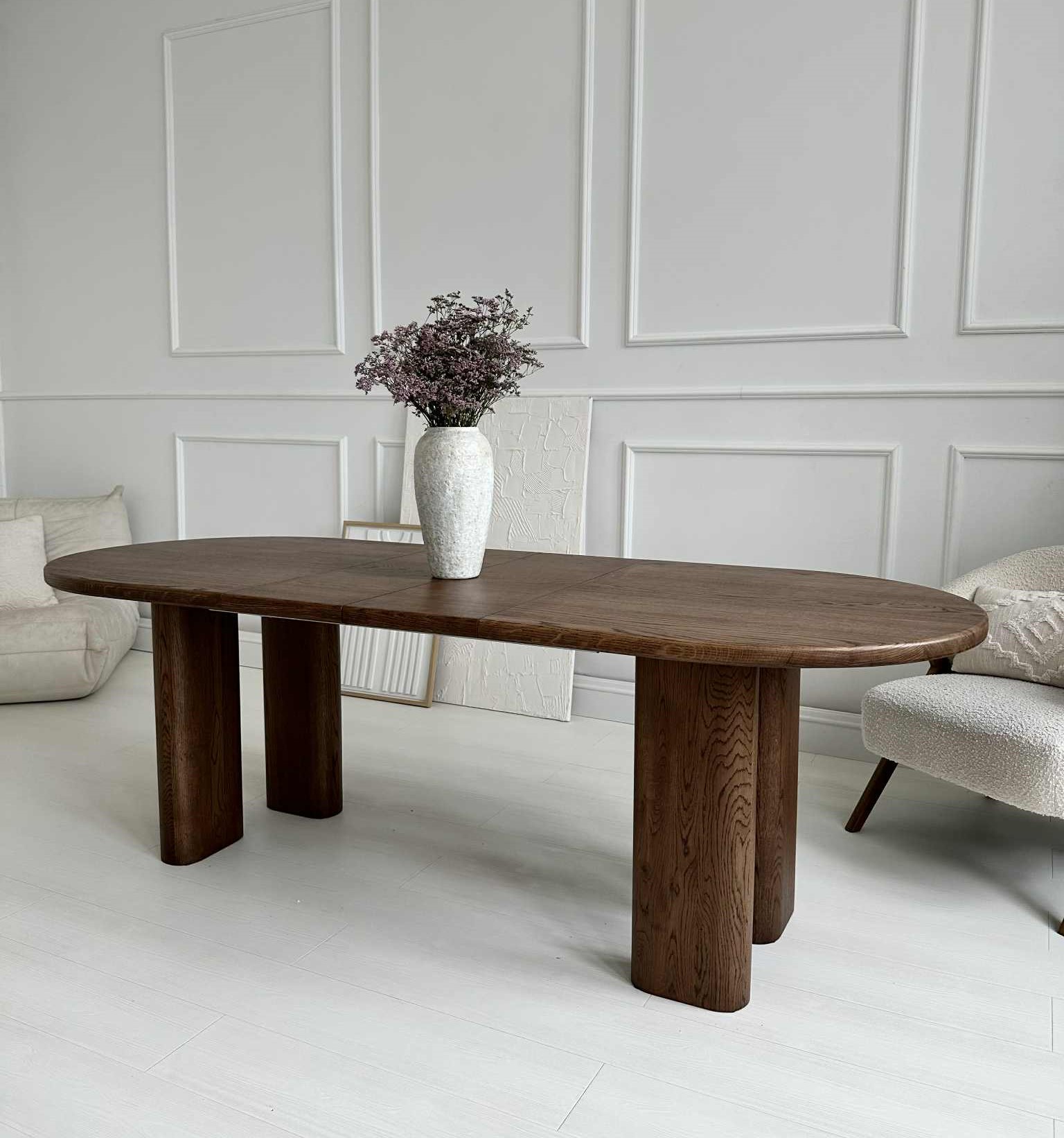 Owalny stół rozkładany - dębowy brąz - obrazek 2