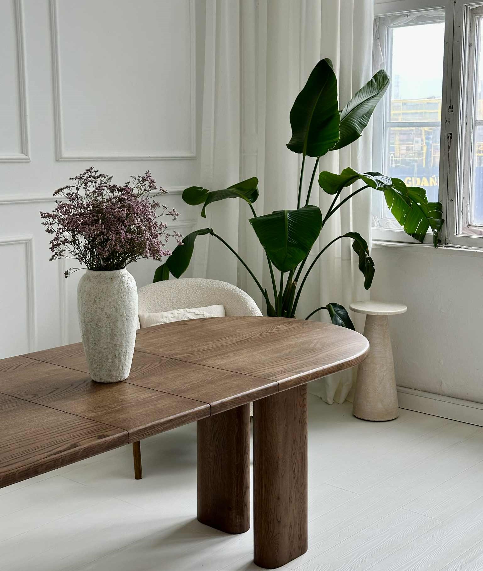 Owalny stół rozkładany - dębowy brąz - obrazek 3