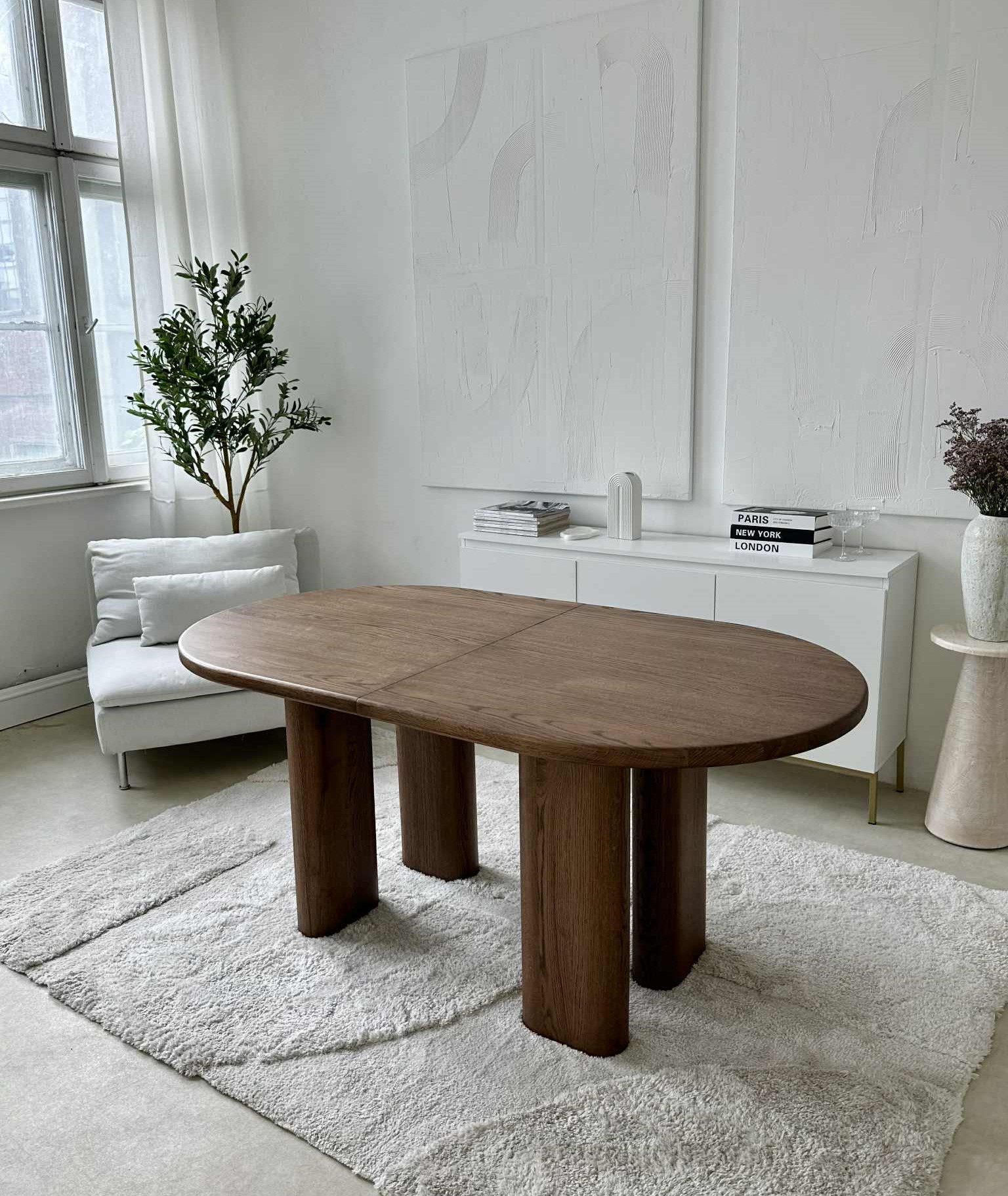 Owalny stół rozkładany - dębowy brąz - obrazek 4